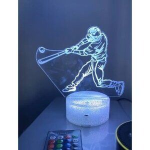 New Baseball Man 3D Lamp Night Light with Remote & Touch Control,Multiple Colour